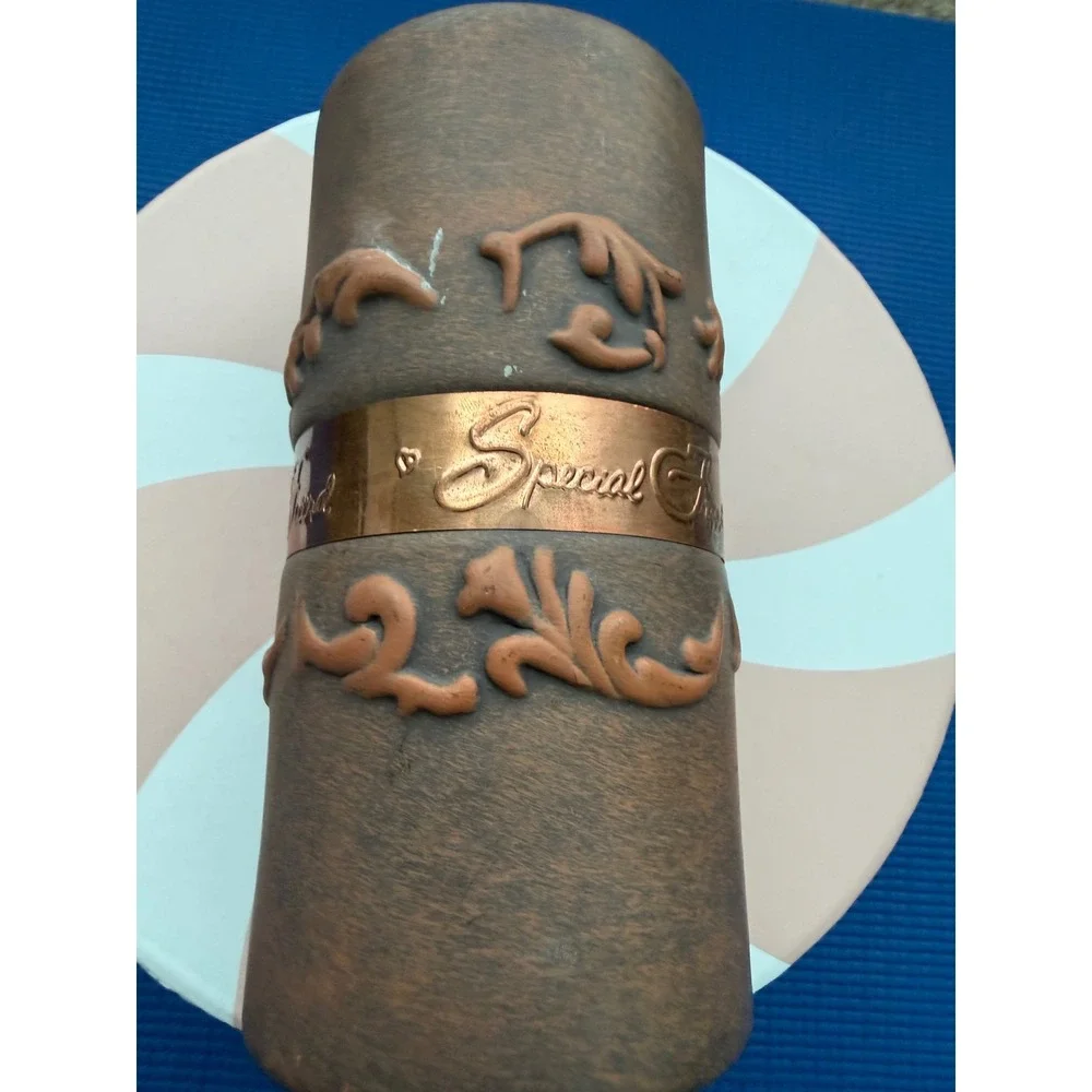 Rustic Faux Wood Pillar Candle Holders Set Daughter & Special Friend Copper Band
